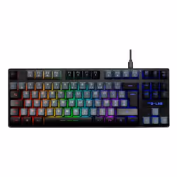 The G-Lab Keyz Caesium, Avec fil, USB, Clavier à membrane, AZERTY, LED RGB, Noir, Gris
