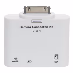 Bluestork BS-DOCK-RDR/SD, Apple 30 pin, USB 2.0/SD Card, Blanc