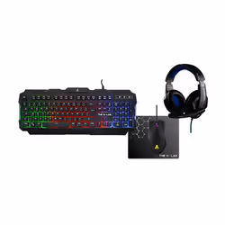 The G-Lab COMBO ARGON E, Taille réelle (100 %), USB, Clavier à membrane, ĄŽERTY, Noir, Souris incluse