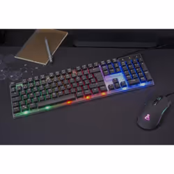 The G-Lab Combo Yttrium clavier Souris incluse Jouer RF sans fil + Bluetooth AZERTY Français Noir, Transparent
