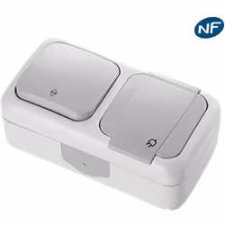 Le Va et vient + Prise 2P+T étanche IP54 - Viko by Panasonic - Gris - NF, est conçu pour répondre aux besoins des environneme ...