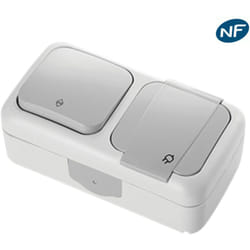 Vi-ko - Va et vient + Prise 2P+T étanche IP54- Viko by Panasonic - Gris - nf