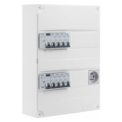 Siemens - Tableau électrique pré-équipé 2 rangées 26 modules 8 disjoncteurs 2 interrupteurs différentiels + prise 2P+T