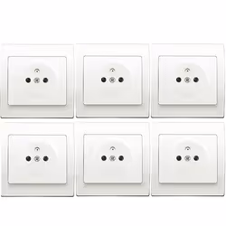 Lot de 6 prises 2P+T + plaque Blanc Delta Iris SIEMENS