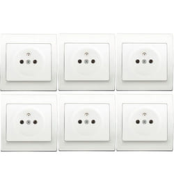 Lot de 6 prises 2P+T + plaque Blanc Delta Iris SIEMENS