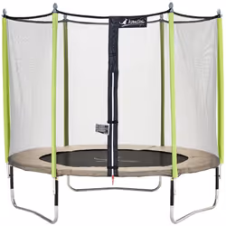 Trampoline de jardin 305 cm + filet de sécurité jumpi Taupe/Vert 300. Trampoline certifié par le critt sport & loisirs - Kangui