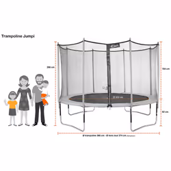 Trampoline 360 cm + filet de sécurité JUMPI Taupe/Vert 360