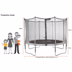 Trampoline 430 cm + filet + échelle + kit d'ancrage JUMPI Taupe/Vert 430