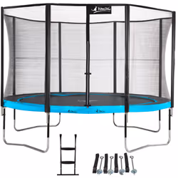 Trampoline 365 cm + filet + échelle + kit d'ancrage PUNCHI Bleu 360