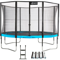 Trampoline 365 cm + filet + échelle + kit d'ancrage PUNCHI Bleu 360
