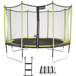 Trampoline de jardin 365 cm + filet de sécurité + échelle + kit d'ancrage jumpi Vert/Noir 360 - Kangui