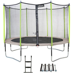 Trampoline 360 cm + filet + échelle + kit d'ancrage JUMPI Taupe/Vert 360