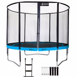 Trampoline  305 cm + filet + échelle + kit d'ancrage PUNCHI Bleu 300