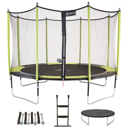 Trampoline 365 cm + filet + échelle + bâche + kit d'ancrage JUMPI Vert/Noir 360