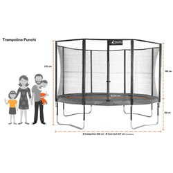 Trampoline 430 cm + filet de sécurité + échelle + bâche JUMPI Taupe/Vert 430