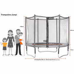 Trampoline 305 cm + filet de sécurité + échelle JUMPI Taupe/Vert 300