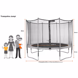 Trampoline 430 cm + filet de sécurité + échelle JUMPI Taupe/Vert 430