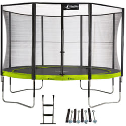 Trampoline  430 cm + filet + échelle + kit d'ancrage PUNCHI Vert 430