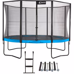Trampoline  430 cm + filet + échelle + kit d'ancrage PUNCHI Bleu 430