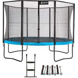 Trampoline  430 cm + filet + échelle + kit d'ancrage PUNCHI Bleu 430