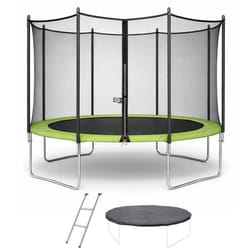 KANGUI Trampoline TWIN Ø 360cm - Vert - avec filet échelle couverture de protection
