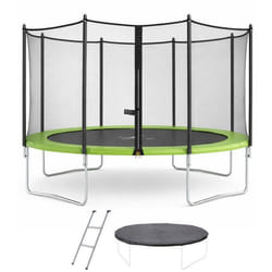 KANGUI Trampoline TWIN Ø 430cm - Vert - avec filet échelle couverture de protection