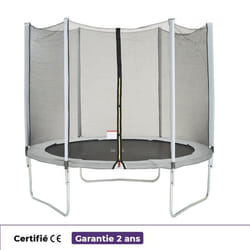 Trampoline Ø 250 cm Gris - KANGUI - Maxi Eco Avec Filet