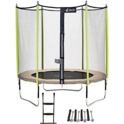 Trampoline de jardin 244 cm + filet de sécurité + échelle + kit d'ancrage jumpi Taupe/Vert 250 - Kangui