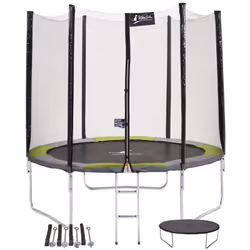 Trampoline de jardin rond avec filet de sécurité : • Pour un usage facile et durable, toute la structure acier du trampoline  ...