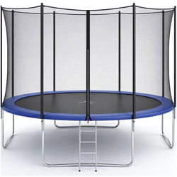 Trampoline KANGUI - BLEU Ø 426‑430 cm – XXL – Enfant – Filet de sécurité et Échelle – Certification CE & NF EN 71–14