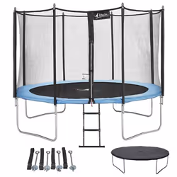 Trampoline de jardin 426 cm + filet de sécurité + échelle + bâche de protection + kit d'ancrage  FUNNI BLUE 430