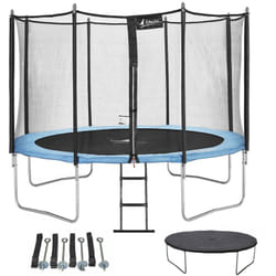 Trampoline de jardin 366 cm + filet de sécurité + échelle + bâche de protection + kit d'ancrage Normes eu Montage facile - Kangui