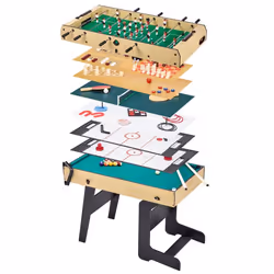 Table multi jeux pliable 16 en 1 pour ado - Babyfoot, ping pong, billard, bowling, palets,...