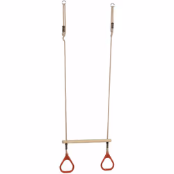Kangui - Trapèze balançoire en bois avec anneaux de gymnastique pour enfant pour structure de jeux