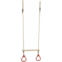 Kangui - Trapèze balançoire en bois avec anneaux de gymnastique pour enfant pour structure de jeux