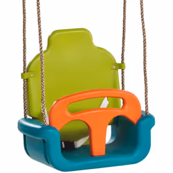 Balançoire bébé évolutive 3 en 1en plastique vert citron/turquoise/orange