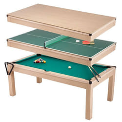 Table de billard 3 en 1 : billard américain tennis de table et table 6 à 8 personnes