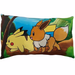 Coussin - Pokémon - Pikachu et Evoli BFF - Rectangulaire - Multicolore - Déhoussable