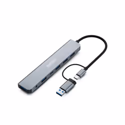 Urban Factory MHC70UF, Avec fil, USB 3.2 Gen 1 (3.1 Gen 1) Type-A + Type-C, Gris, Sideral Grey, 5 Gbit/s, Aluminium
