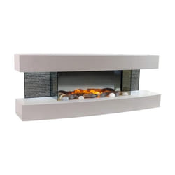 CHEMIN ARTE - Cheminée électrique Murale Lounge Blanche 120 cm Effet Flammes LED Chauffage programmable Télécommande
