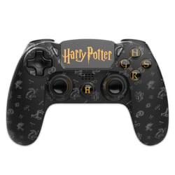 Freaks and Geeks Manette Noire Sans Fil pour PS4 Avec Prise Jack pour casque et boutons lumineux – Harry Potter