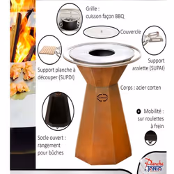 Sans Marque - Planche à découper bambou avec support inox Le Churrasco pour brasero - supdi
