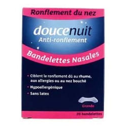 Douce Nuit Anti-Ronflement 20 Bandelettes Nasales - Taille : Grande Taille