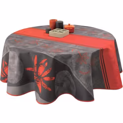 Nappe anti-taches Ronde 160 cm - Lotus rouge