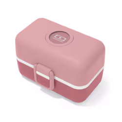 MONBENTO - Lunch Box Enfant - Boîte Repas et/ou Goûter 3 Compartiments - Idéal Ecole/Parc - Sans BPA - MB Tresor rose Blush