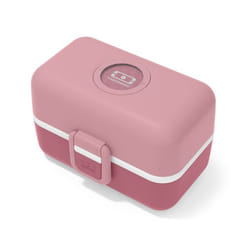 MONBENTO - Lunch Box Enfant - Boîte Repas et/ou Goûter 3 Compartiments - Idéal Ecole/Parc - Sans BPA - MB Tresor rose Blush