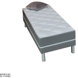 Idliterie - Ensemble matelas+sommier mémoire de forme gris chiné 90x190cm