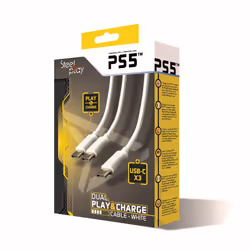 Steelplay JVAPS500002, PlayStation 5, Câble de manette de jeu, Blanc, 3 m, 94 g, Boîte