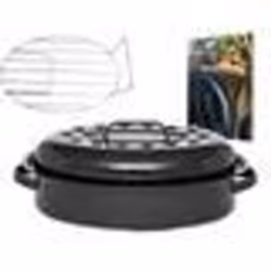 GRANITEWARE Cocotte Roaster format moyen Acier émaillé Ovale 4L Ultralégère Grille en inox + Livre de 35 recettes