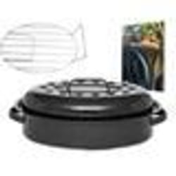 GRANITEWARE  Cocotte Roaster format moyen  Acier émaillé  Ovale  4L  Ultralégère  Grille en inox + Livre de 35 recettes